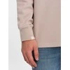Collar Vyriškas struktūruotas megztinis su polo apykakle – smėlio spalvos V2 OM-SSNZ-0149