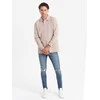 Collar Vyriškas struktūruotas megztinis su polo apykakle – smėlio spalvos V2 OM-SSNZ-0149