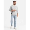 Collar vyriškas džemperis su balta polo apykakle - pelenų spalvos v7 om-ssnz-0132