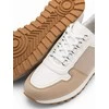 Sneakers Mišrių medžiagų lopų stiliaus sportbačiai – balti ir smėlio spalvos v1 om-fosl-0144