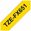 Brother | TZe-FX651 Flexible ID Laminated Tape | Juodas on Geltona | TZe | 8 m | 2.4 cm