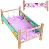 Malimas Medinė lova lėlėms 50 cm + patalynė