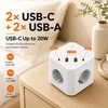 AIVONTE maitinimo ilgintuvas su 4 lizdais, 4 USB prievadais, USB-C 20 W, 2 m