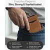 AKIELO RFID apsaugos minimalistinis kortelių dėklas su dirbtinės odos apvalkalu ALPHA ruda