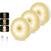 Akynite belaidė LED spintelės lemputė su judesio jutikliu, reguliuojamas ryškumas, USB įkrovimas, 0,5 W, 3 vnt. rinkinys