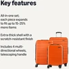 Kelioninis Amazon Basics kietų lagaminų rinkinys, 3 vnt., ABS korpusas, 55 cm, 68 cm, 78 cm, oranžinis