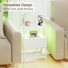 AMHANCIBLE naktinis staliukas su LED apšvietimu, USB krovimo stotelė, medžiaginė stalčiaus konstrukcija, 30 x 40 x 60 cm, EHETS01WT-1