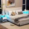 AMHANCIBLE naktinis staliukas su LED apšvietimu, USB krovimo stotelė, medžiaginė stalčiaus konstrukcija, 30 x 40 x 60 cm, EHETS01WT-1