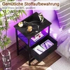 AMHANCIBLE naktinis staliukas su LED, USB ir elektros lizdais, tekstilinė stalčius, juodas, EHETS01BK-1