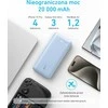 Anker 20000 mAh 87 W powerbankas su integruotu USB-C kabeliu, 2x USB-C ir USB-A, baltas