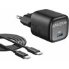 Anker 30 W GaN USB-C sieninis įkroviklis su 0,9 m USB-C laidu, juodas
