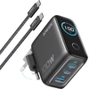 Anker USB-C tinklo įkroviklis 100 W, 3 prievadų, GaN su išmaniuoju ekranu A121B