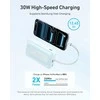 Anker Zolo nešiojamas powerbank 20000 mAh, 30 W, su integruotu USB-C kabeliu, mėlynas
