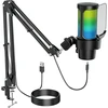 Anykuu USB kondensatorinis mikrofonas su RGB apšvietimu, kardioidė, 192 kHz/24 bit Plug &amp; Play, 3745
