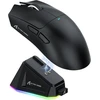Attack Shark belaidė žaidimų pelė su magnetine įkrovimo stotele, optinis sensorius 22000 DPI, Bluetooth/2,4G, USB-C, X11 juoda