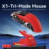 ATTACK SHARK belaidė žaidimų pelė su touchpad krovimo stotimi, 40000 DPI, 53g, PAW3395PRO, raudona