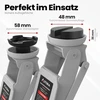 AUTORIA automobilinis hidraulinis domkratas 2,5 t, minimalus aukštis 85 mm, su gumomis ir lagaminu, ATCJ2500LIGHTGREY