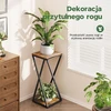 Bamworld dviejų lygių metalinis kampinis augalų stovas su MDF lentynomis, juodas, TM02-5T-BR