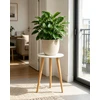 Bamworld medinis augalų stovas apvalus, 40 cm aukščio, baltos spalvos, BHD-01-T
