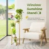 Bamworld metalinis kampinis gėlių stovas 4 lygių, aukštas, spiralinės formos, auksinės spalvos