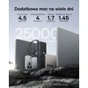 Baseus išorinė baterija 25000 mAh 145 W su 2 integruotais USB-C laidais E0028H