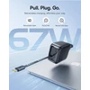 Baseus USB-C tinklo įkroviklis 67 W su ištraukiamu 80 cm kabeliu, GaN6, Enercore