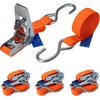 BB Sport tvirtinimo diržai su įtempikliu ir kabliu, oranžiniai, 4 vnt., 4 m, 25 mm, 700 kg
