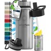Bemaxx ACTIVE FLASK Nerūdijančio plieno gertuvė su šiaudeliu 950 ml, pilka
