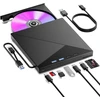 BNEHHOV išorinis CD/DVD įrenginys su USB 3.0 šakotuvu ir SD/TF kortelių skaitytuvu