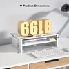 BONTEC medinis monitoriaus stovas su išmaniojo telefono laikikliu, 2 lygių, baltas MTR-S2-WH