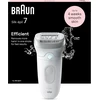 Braun elektrinis depiliatorius Silk-épil 7, atsparus vandeniui, baltas/sidabrinis, SE7-011