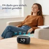 BUFFBEE skaitmeninis žadintuvas su FM radiju ir 7 spalvų naktine lempute HRS-Juodas
