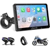 Carpuride motociklininkų ekranas su 7 colių HD jutikliniu ekranu, CarPlay, Android Auto, 1080P priekinė ir galinė kamera, Bluetooth, IP67, W712D