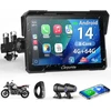 Carpuride motociklo CarPlay ekranas su 1080P priekine ir galine kamera, 7 colių liečiamas ekranas, Bluetooth, Android Auto, W702 Plus