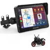 Carpuride universali 7 colių vandeniui atspari GPS navigacijos sistema motociklams su lietimui jautriu ekranu, Bluetooth, CarPlay ir Android Auto palaikymu, MC-702