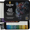 Castle Art Supplies metalinių spalvotų pieštukų rinkinys, 48 spalvos, metalinė dėžutė, 48 Metallic Tin