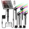 CLY saulės energija maitinamas RGB LED lauko prožektorius su nuotoliniu valdymu, 10 spalvų, IP66