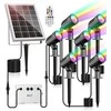 CLY saulės energija maitinamas RGB LED prožektorius su nuotoliniu valdymu, 6 W, IP66, 10 spalvų, 30 režimų