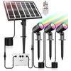 CLY saulės energija maitinamas RGB LED reflektorius, IP66, 10 spalvų, 6 ryškumo lygiai, su nuotoliniu valdymu