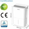 COMFEE' Aqua Dry oro sausintuvas 10 l/24 h, 31 m² patalpoms, 2,5 l bakelis, tylus, baltas