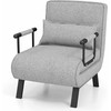 COSTWAY 4‑in‑1 sulankstomas miegamasis fotelis–sofa su 5 padėčių atlošu, iki 150 kg, šviesiai pilkas
