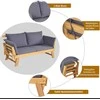 COSTWAY akacijos medienos lauko sofa-lova su reguliuojamais porankiais ir pagalvėlėmis, 198 × 75 × 75 cm