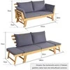 COSTWAY akacijos medienos lauko sofa-lova su reguliuojamais porankiais ir pagalvėlėmis, 198 × 75 × 75 cm