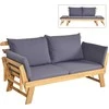 COSTWAY akacijos medienos lauko sofa-lova su reguliuojamais porankiais ir pagalvėlėmis, 198 × 75 × 75 cm