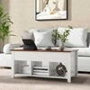 COSTWAY kavos staliukas su reguliuojamu aukščiu, baltas, 105 × 52 × 49–62,5 cm, 3 atviros lentynos