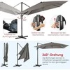 COSTWAY kvadratinis sodo skėtis su rankenėle, 300 × 300 cm, pilkas, 360° pasukamas modelis ZB33767TEDE