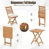 COSTWAY lauko baldų komplektas, sulankstomas stalas ir 2 kėdės su pagalvėlėmis, akacijos mediena