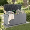 COSTWAY lauko sandėliavimo dėžė 300 l, HDPE, su dangčiu, sėdima vieta, 114 × 55 × 61 cm, ZB34073DE