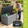 COSTWAY lauko sandėliavimo dėžė 300 l, HDPE, su dangčiu, sėdima vieta, 114 × 55 × 61 cm, ZB34073DE