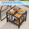 COSTWAY metalinis lauko staliukas su lentyna ir skėčio anga, 52 × 46 × 45 cm, juodas/natūralus, ZB34838DE-GM